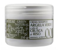 Крем-шампунь із зеленою глиною й олією рисових висівок Alan Jey Green Natural Argilla Crusca Di Riso Crema Shampoo 250 мл