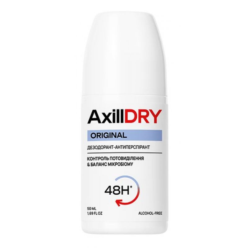 AXILLDRY Кульковий дезодорант-антиперспірант Original до 48 годин, 50 мл AXILLDRY Кульковий дезодорант-антиперспірант Original до 48 годин, 50 мл