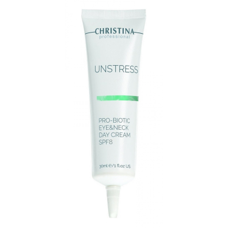 Денний крем для шкіри навколо очей та шиї Christina Unstress Pro-Biotic Eye Neck Day Cream, 30 мл Денний крем для шкіри навколо очей та шиї Christina Unstress Pro-Biotic Eye Neck Day Cream, 30 мл