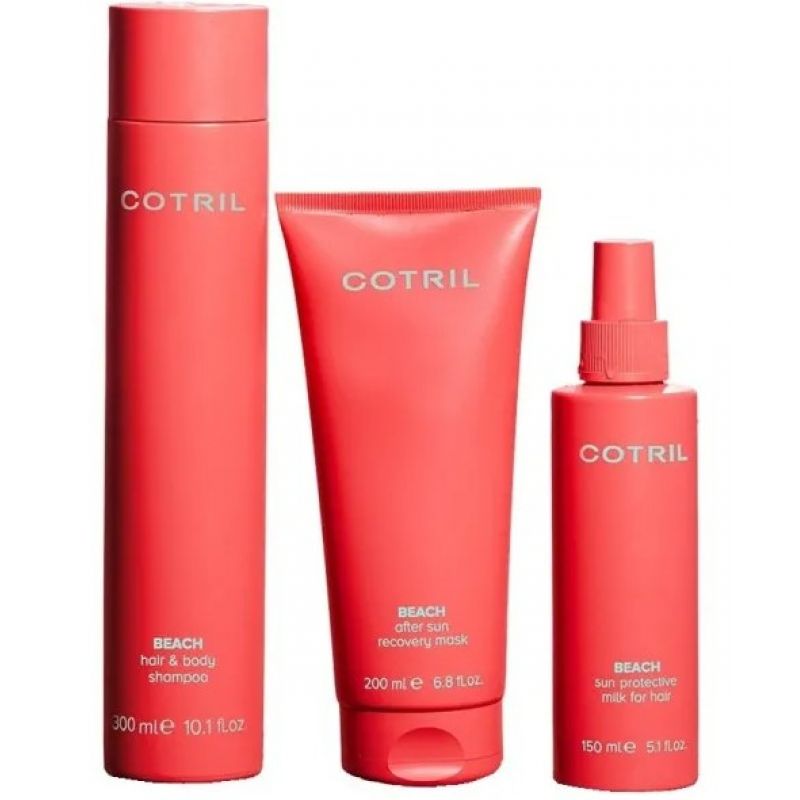 Набір для захисту від сонця Cotril Beach Milk (шампунь 300 мл + маска 20 мл + молочко 150 мл) Набір для захисту від сонця Cotril Beach Milk (шампунь 300 мл + маска 20 мл + молочко 150 мл)
