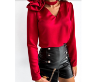 Блуза червона з квіткою та чокером