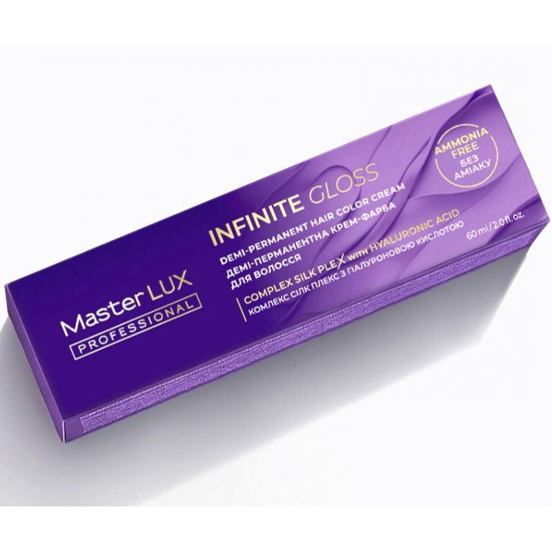 Демі-перманентна безаміачна крем-фарба для волосся Master LUX INFINITE GLOSS 60 мл Демі-перманентна безаміачна крем-фарба для волосся Master LUX INFINITE GLOSS 60 мл