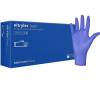 Рукавички нітрилові оглядові нестерильні неприпудрені блакитні М Nitrylex Basic 100 штук