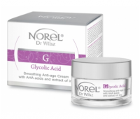 Омолоджуючий крем з гліколевою, молочною та лимонною кислотами та аргановим маслом Norel Glycolic Acid Smoothing anti-age cream with AHA acid, 50 мл