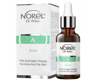 Нічний засіб для регенерації шкіри з акне Norel 15% Acid Night Therapy For Acne 30 мл Нічний засіб для регенерації шкіри з акне Norel 15% Acid Night Therapy For Acne 30 мл