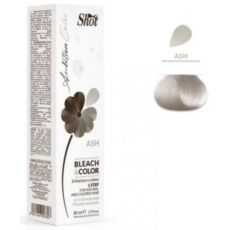 Крем, що знебарвлює, з пігментом Попелястий Shot Ambition Color Bleach Color, 80 мл Крем, що знебарвлює, з пігментом Попелястий Shot Ambition Color Bleach Color, 80 мл