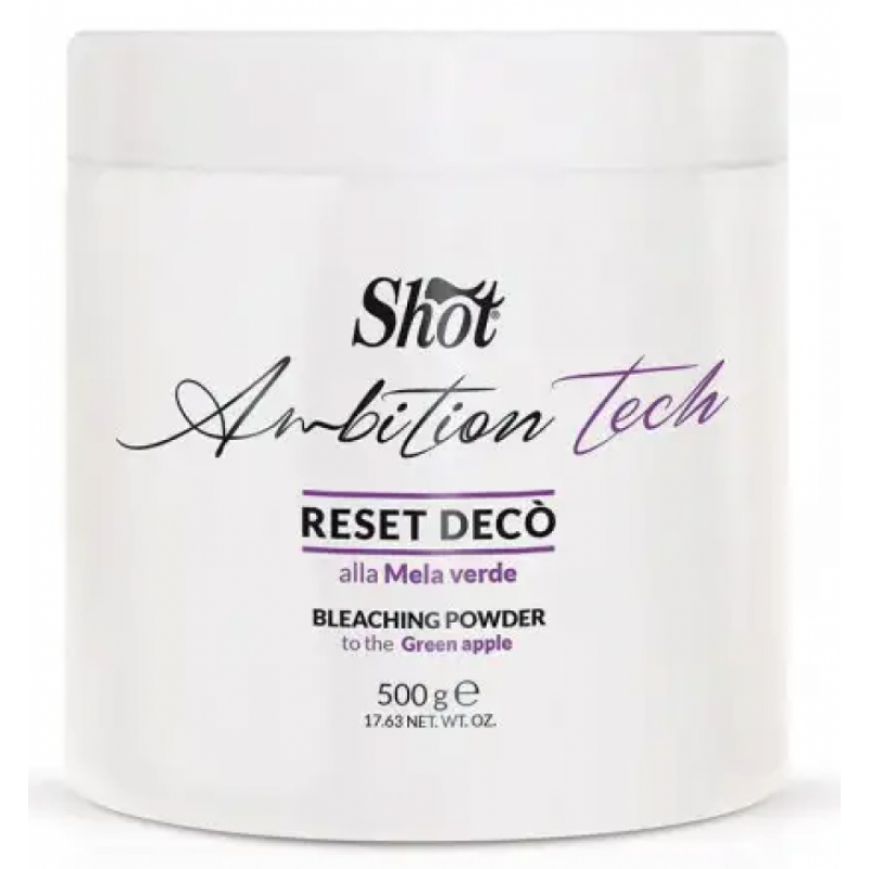Порошок, що освітлює, без аміаку (зелене яблуко) Shot Ambition Tech Reset Deco Bleaching Powder 500 гр Порошок, що освітлює, без аміаку (зелене яблуко) Shot Ambition Tech Reset Deco Bleaching Powder 500 гр