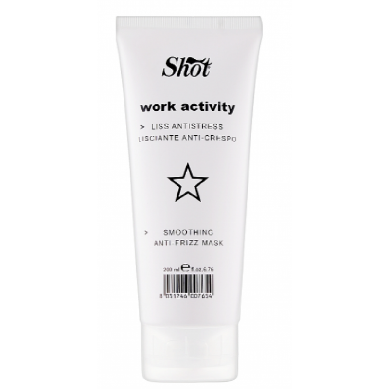 Маска, що розгладжує для волосся Shot Smoothing Anti-Frizz Mask Work Activity, 200 мл Маска, що розгладжує для волосся Shot Smoothing Anti-Frizz Mask Work Activity, 200 мл