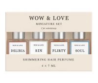 Сет мініатюр парфум-блиску для волосся WOW & LOVE Shimmering Hair Perfume, 4 × 7 мл Сет мініатюр парфум-блиску для волосся WOW & LOVE Shimmering Hair Perfume, 4 × 7 мл